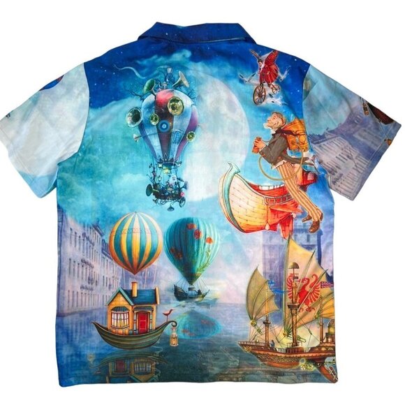 HHCY Mens Size XL Shirt Short Sleeve Bright Steampunk Aviators Vintage Travelers - Picture 2 of 12